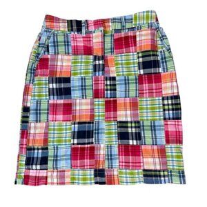 Vintage L.L. Bean Favorite Fit Madras Plaid Patchwork Straight Skirt Size 4